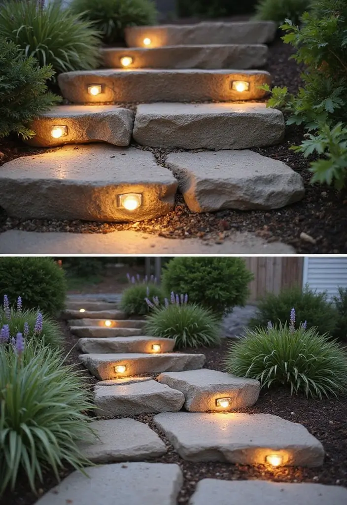26 Steps Lighting Designs That Combine Safety and Style - 26. Creative DIY Step Lights