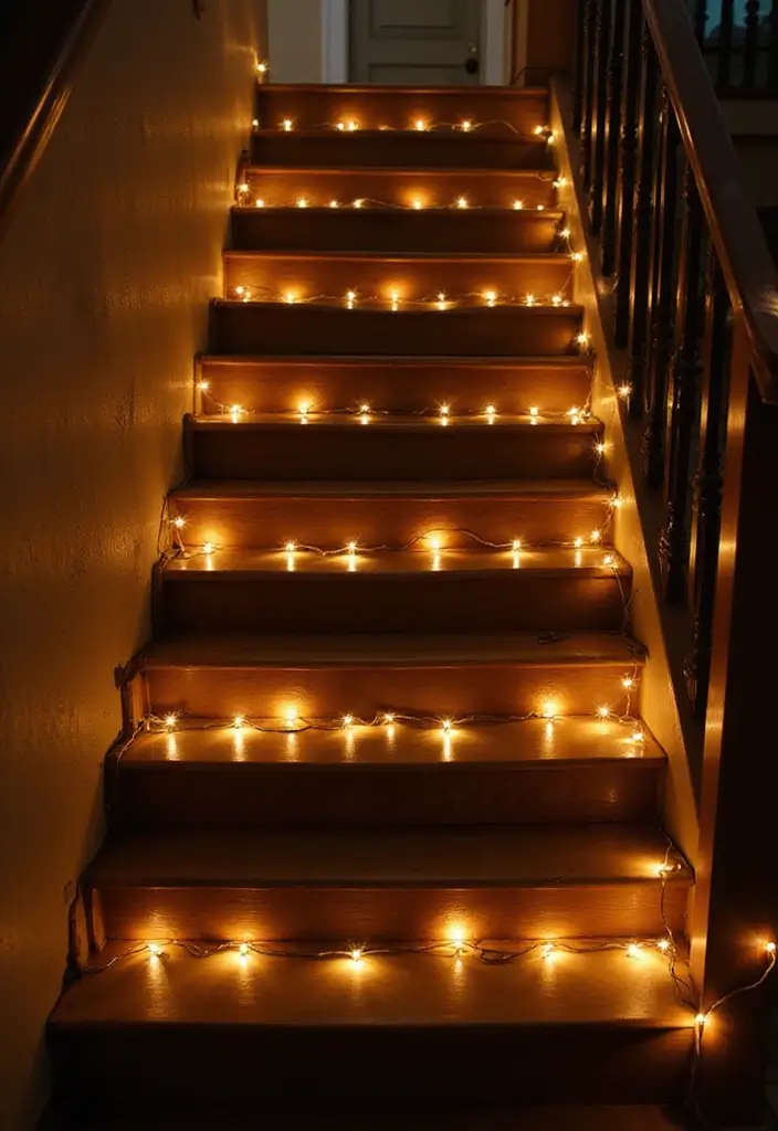 26 Steps Lighting Designs That Combine Safety and Style - 5. String Lights