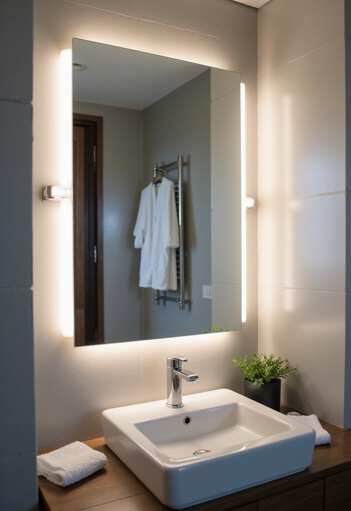 27 Apartment Lighting Ideas That Make Small Spaces Shine - 25. Lighted Mirrors for Dual Functionality