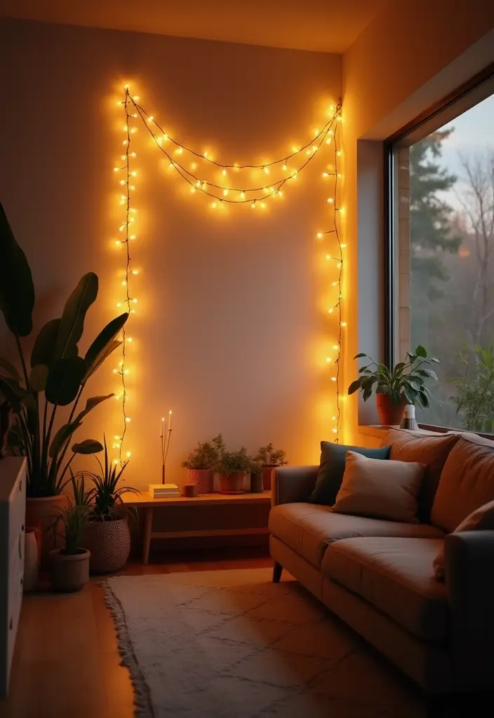27 Apartment Lighting Ideas That Make Small Spaces Shine - 3. String Lights for a Whimsical Touch