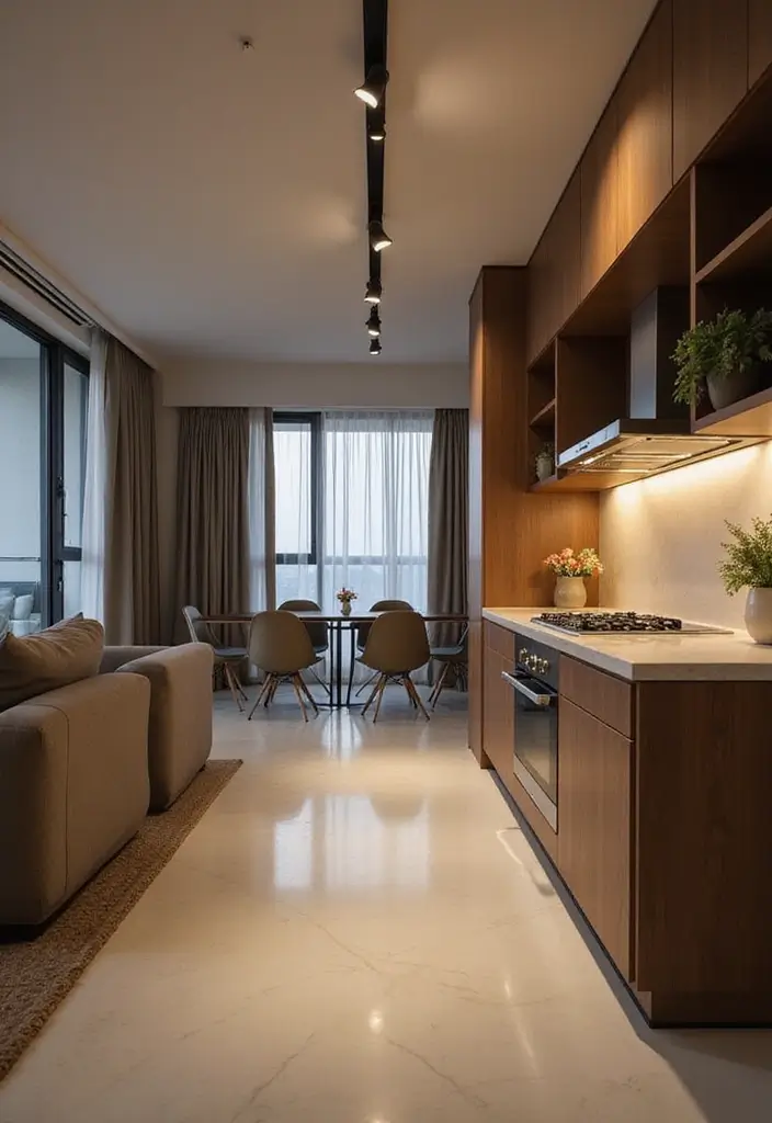 27 Apartment Lighting Ideas That Make Small Spaces Shine - 8. Track Lighting for Flexibility
