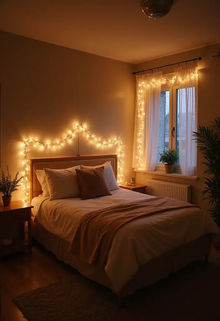 27 Bedroom LED Lighting Ideas You’ll Love for Modern Vibes 6 27 Bedroom LED Lighting Ideas You’ll Love for Modern Vibes - 6. LED Fairy Lights