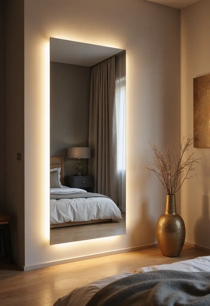 27 Bedroom LED Lighting Ideas You’ll Love for Modern Vibes 7 27 Bedroom LED Lighting Ideas You’ll Love for Modern Vibes - 7. LED Backlit Mirrors
