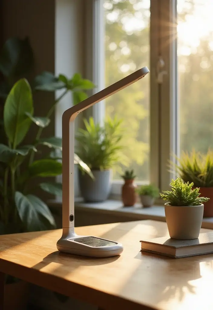 27 Desk Lighting Ideas That Boost Productivity Instantly - 1. Solar-Powered Desk Lamps