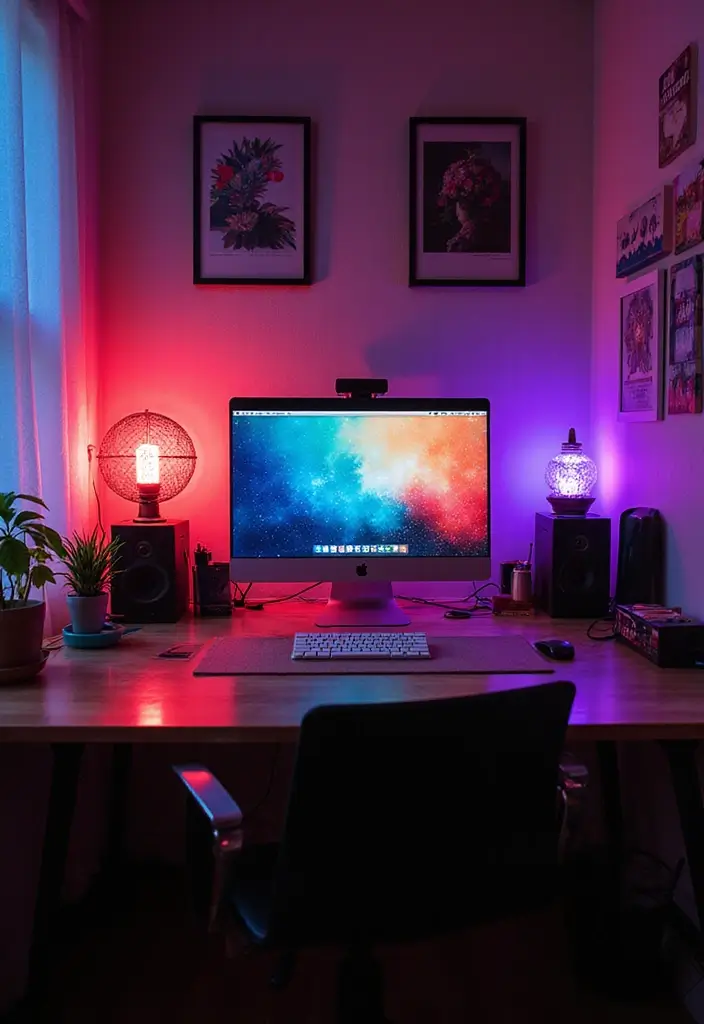 27 Desk Lighting Ideas That Boost Productivity Instantly - 10. Colored Mood Lights