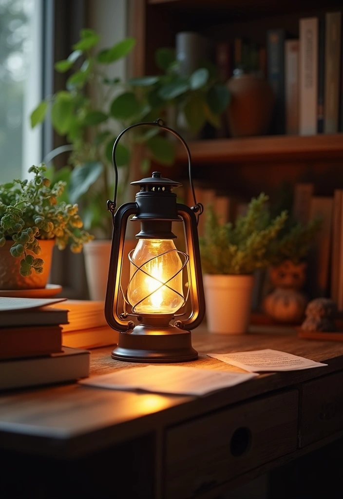 27 Desk Lighting Ideas That Boost Productivity Instantly - 18. Lantern Style Desk Lights