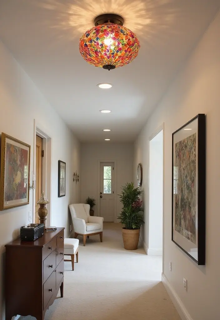 27 Flush Mount Lighting Designs That Brighten Any Room Instantly 19 27 Flush Mount Lighting Designs That Brighten Any Room Instantly - 19. Statement Hues with Colorful Glass
