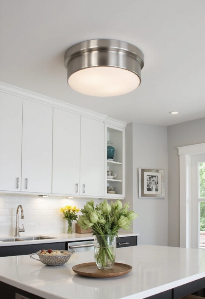 27 Flush Mount Lighting Designs That Brighten Any Room Instantly 5 27 Flush Mount Lighting Designs That Brighten Any Room Instantly - 5. Sleek and Stylish in Brushed Nickel
