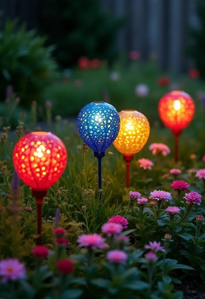 27 Front Yard Lighting Ideas That Boost Curb Appeal Overnight - 24. Solar-Powered Garden Stakes