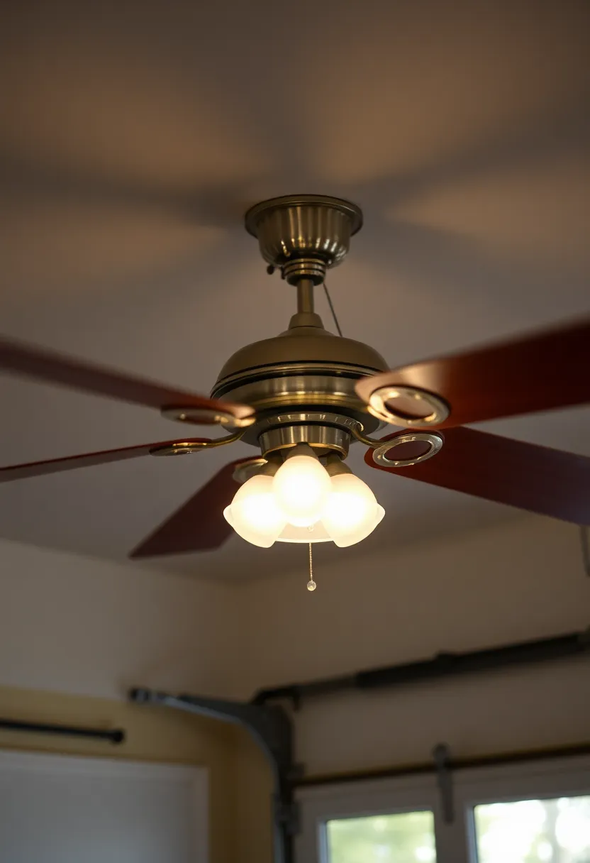 27 Garage Lighting Ideas That Improve Function and Style 16 27 Garage Lighting Ideas That Improve Function and Style - 16. Vintage Ceiling Fans with Lights