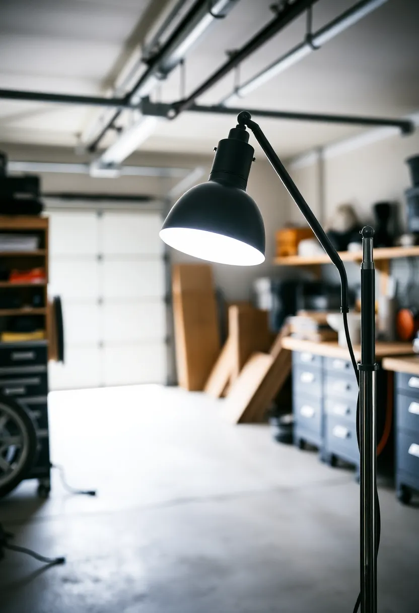 27 Garage Lighting Ideas That Improve Function and Style 17 27 Garage Lighting Ideas That Improve Function and Style - 17. Adjustable Floor Lamps