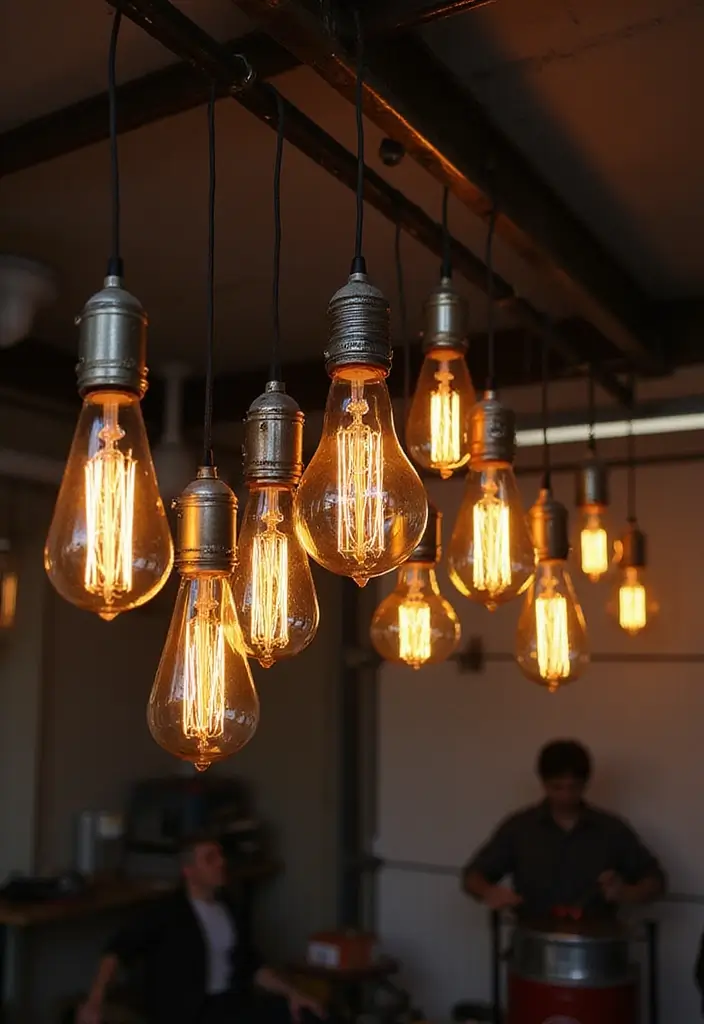 27 Garage Lighting Ideas That Improve Function and Style 2 27 Garage Lighting Ideas That Improve Function and Style - 2. Vintage Edison Bulbs