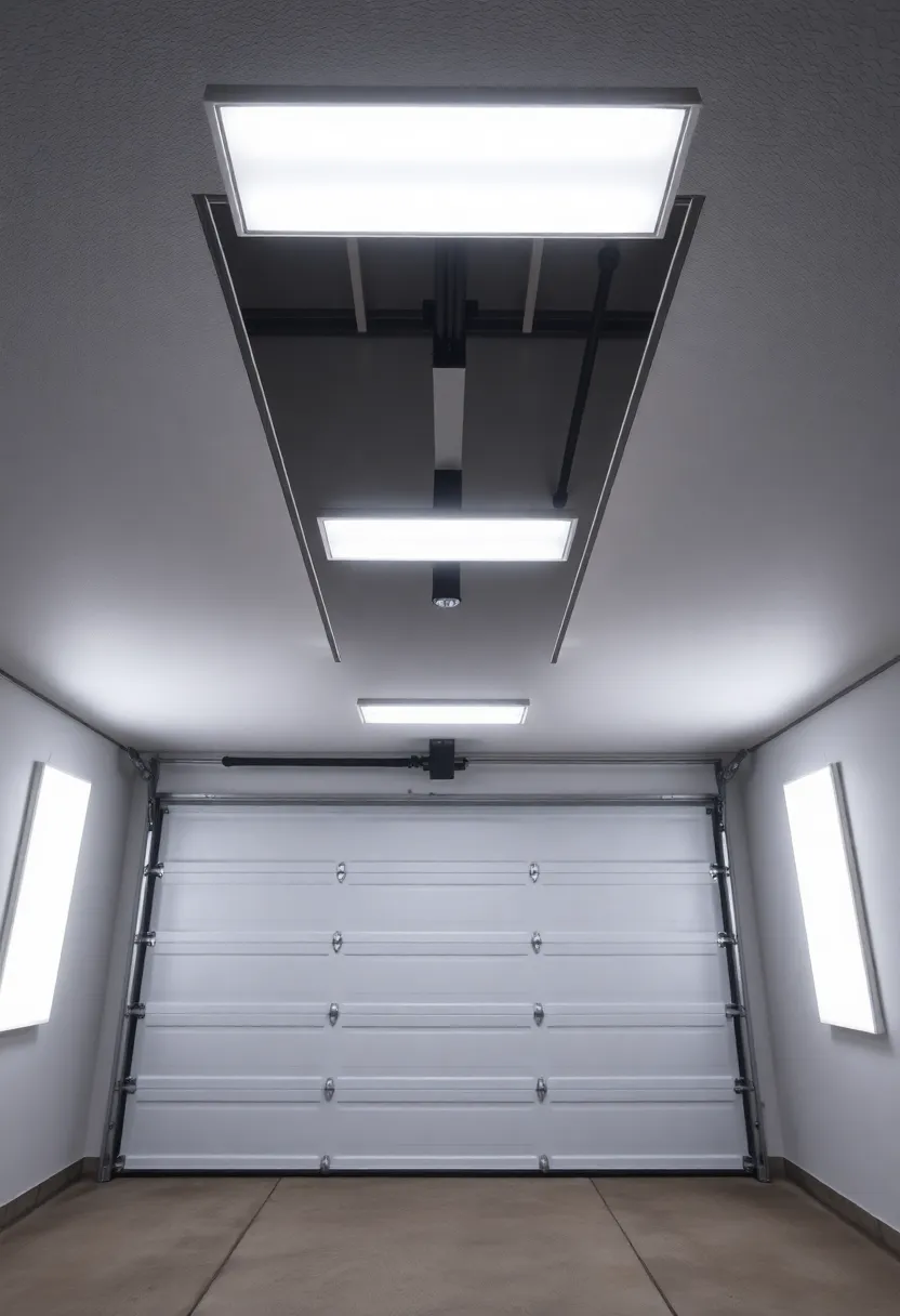 27 Garage Lighting Ideas That Improve Function and Style 20 27 Garage Lighting Ideas That Improve Function and Style - 20. Wall-Mounted LED Panels