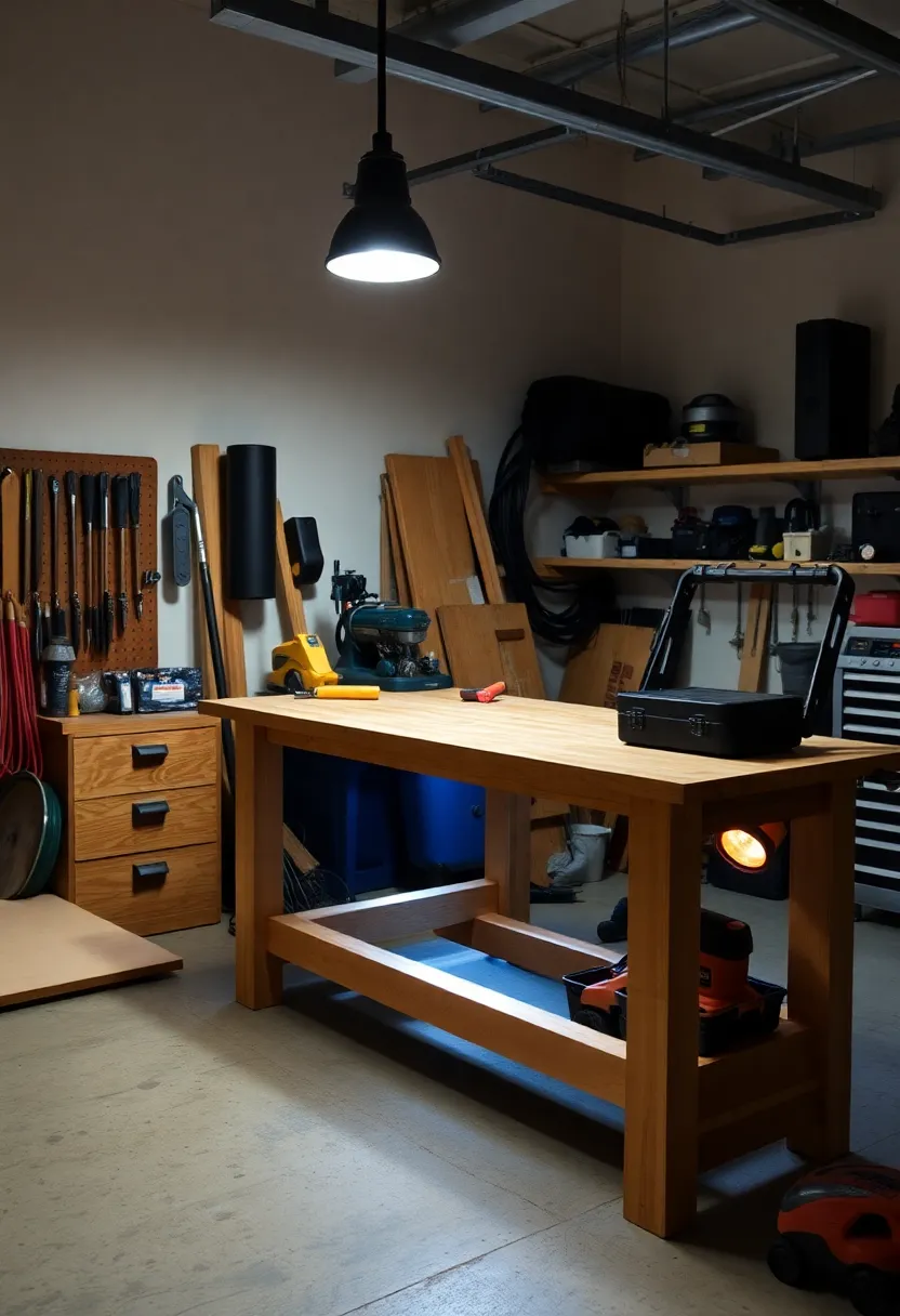 27 Garage Lighting Ideas That Improve Function and Style 22 27 Garage Lighting Ideas That Improve Function and Style - 22. Functional Workbench Lights