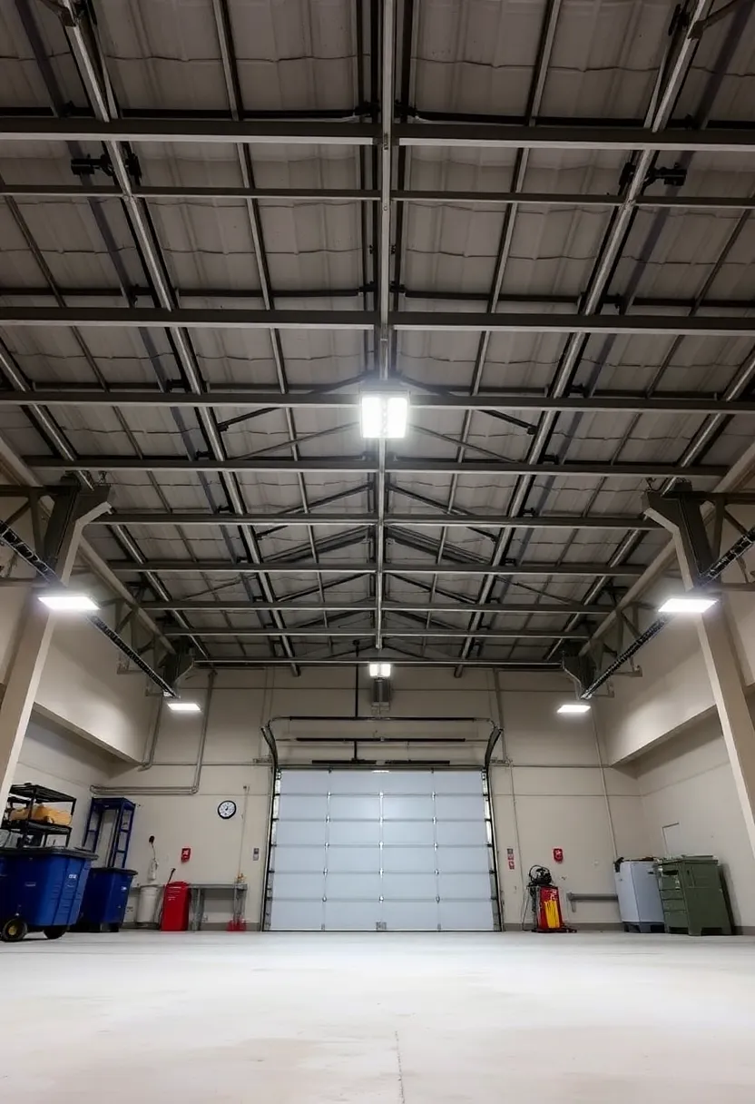 27 Garage Lighting Ideas That Improve Function and Style 24 27 Garage Lighting Ideas That Improve Function and Style - 24. Ceiling-Mounted LED High Bay Lights