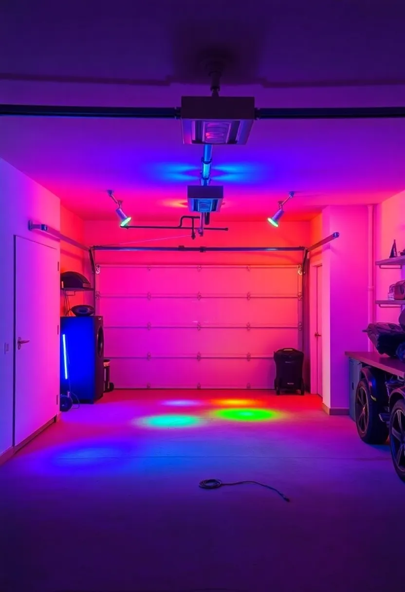 27 Garage Lighting Ideas That Improve Function and Style 7 27 Garage Lighting Ideas That Improve Function and Style - 7. Color-Changing Smart Lights