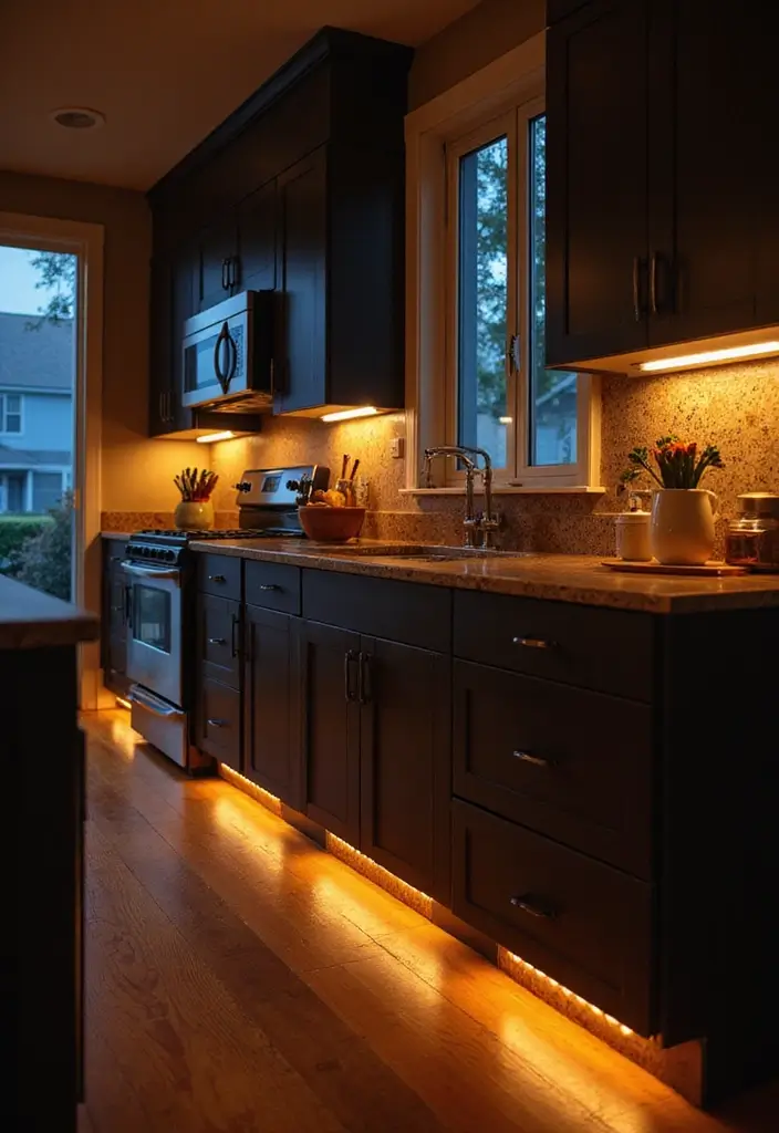 27 Kitchen Lighting Ideas That Instantly Modernize Your Space 23 27 Kitchen Lighting Ideas That Instantly Modernize Your Space - 23. Soft Glow LEDs for Nighttime
