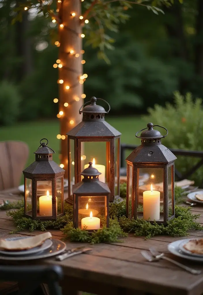 27 Landscape Lighting Ideas That Elevate Your Garden Look 13 27 Landscape Lighting Ideas That Elevate Your Garden Look - 13. Rustic Lanterns with Candles