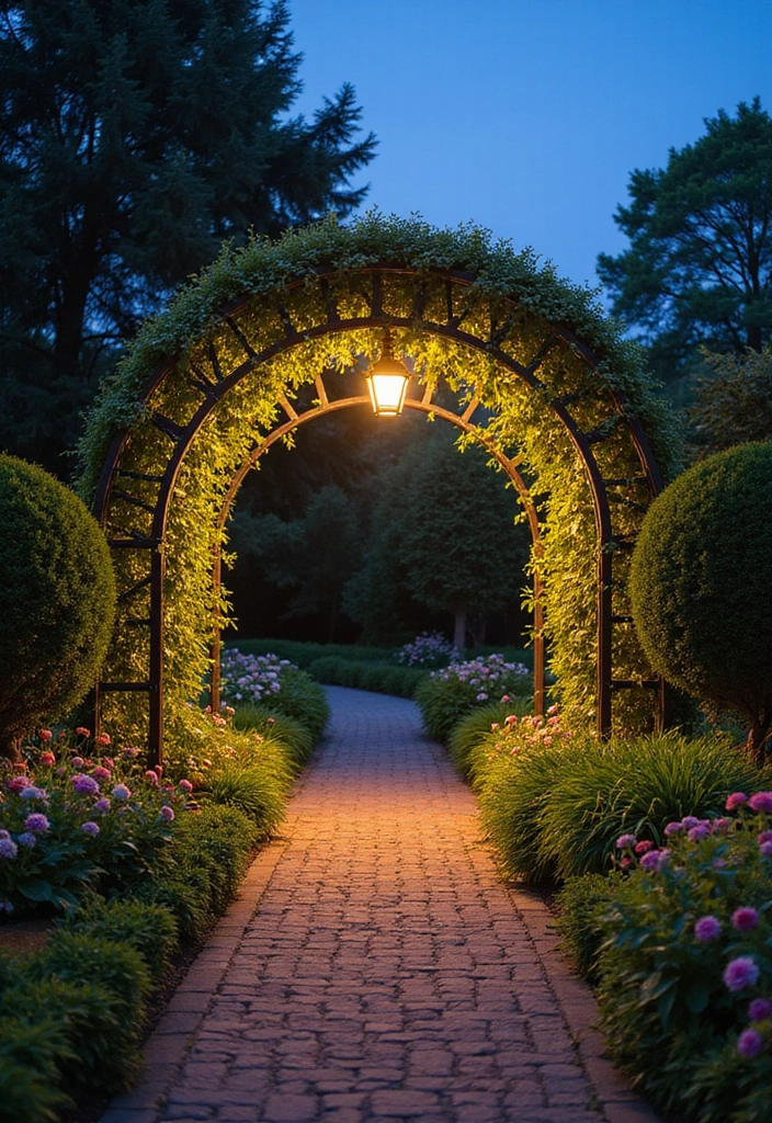 27 Landscape Lighting Ideas That Elevate Your Garden Look 14 27 Landscape Lighting Ideas That Elevate Your Garden Look - 14. Lighted Garden Arches