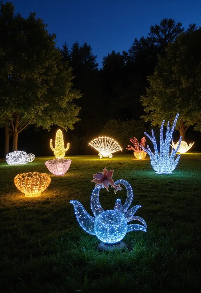 27 Landscape Lighting Ideas That Elevate Your Garden Look 23 27 Landscape Lighting Ideas That Elevate Your Garden Look - 23. Artful Sculptural Lights
