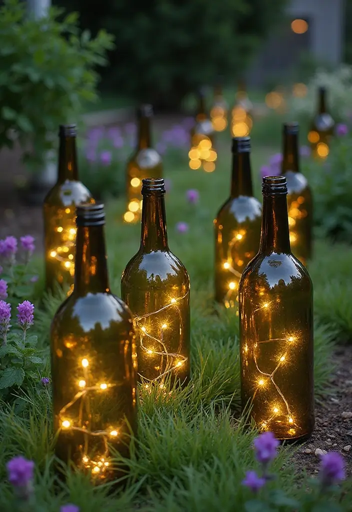 27 Landscape Lighting Ideas That Elevate Your Garden Look 9 27 Landscape Lighting Ideas That Elevate Your Garden Look - 9. Upcycled Wine Bottle Lights