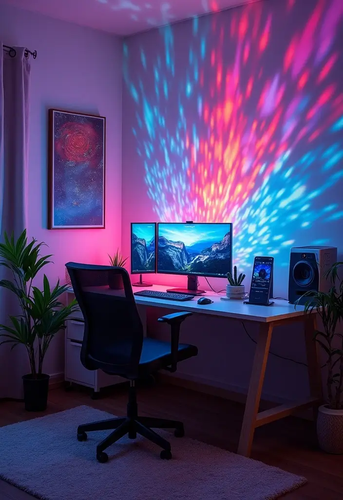 27 RGB Lighting Ideas That Add Fun and Color to Any Room 16 27 RGB Lighting Ideas That Add Fun and Color to Any Room - 16. RGB Projection Lights