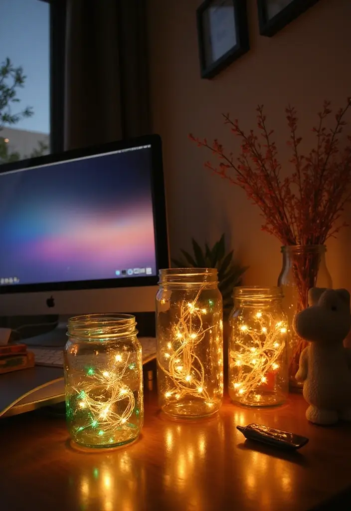 27 RGB Lighting Ideas That Add Fun and Color to Any Room 23 27 RGB Lighting Ideas That Add Fun and Color to Any Room - 23. RGB String Lights in Jars