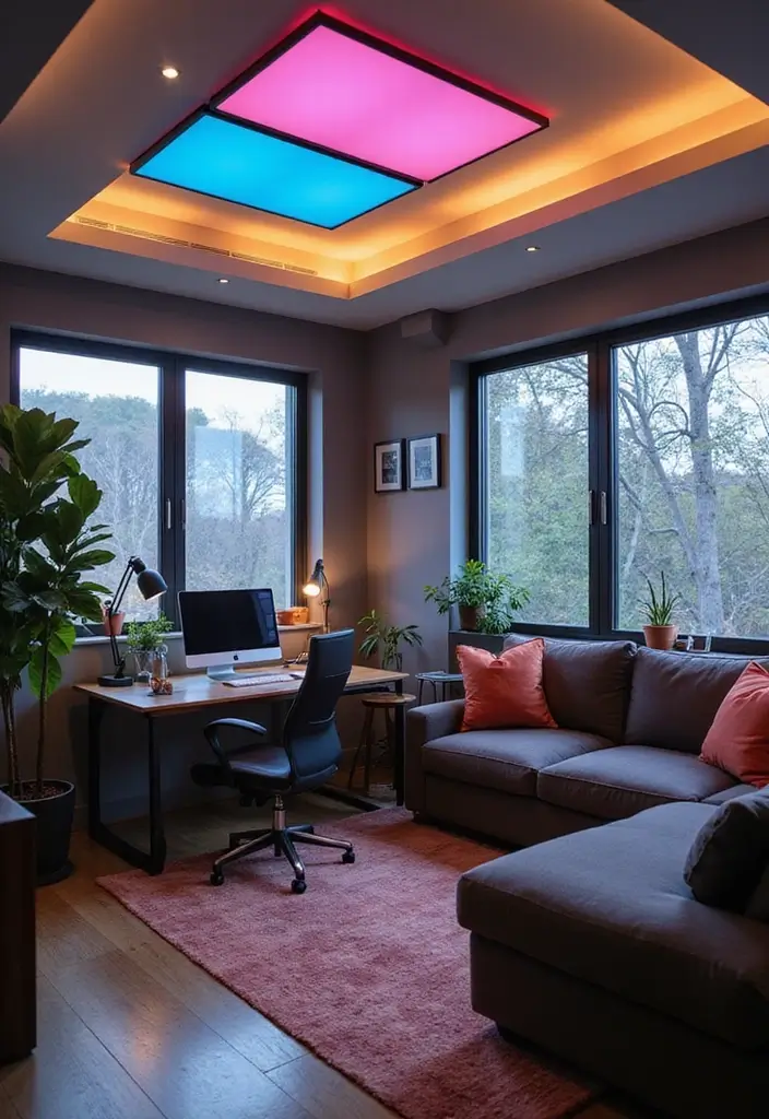 27 RGB Lighting Ideas That Add Fun and Color to Any Room 8 27 RGB Lighting Ideas That Add Fun and Color to Any Room - 8. RGB Light Panels on Ceilings