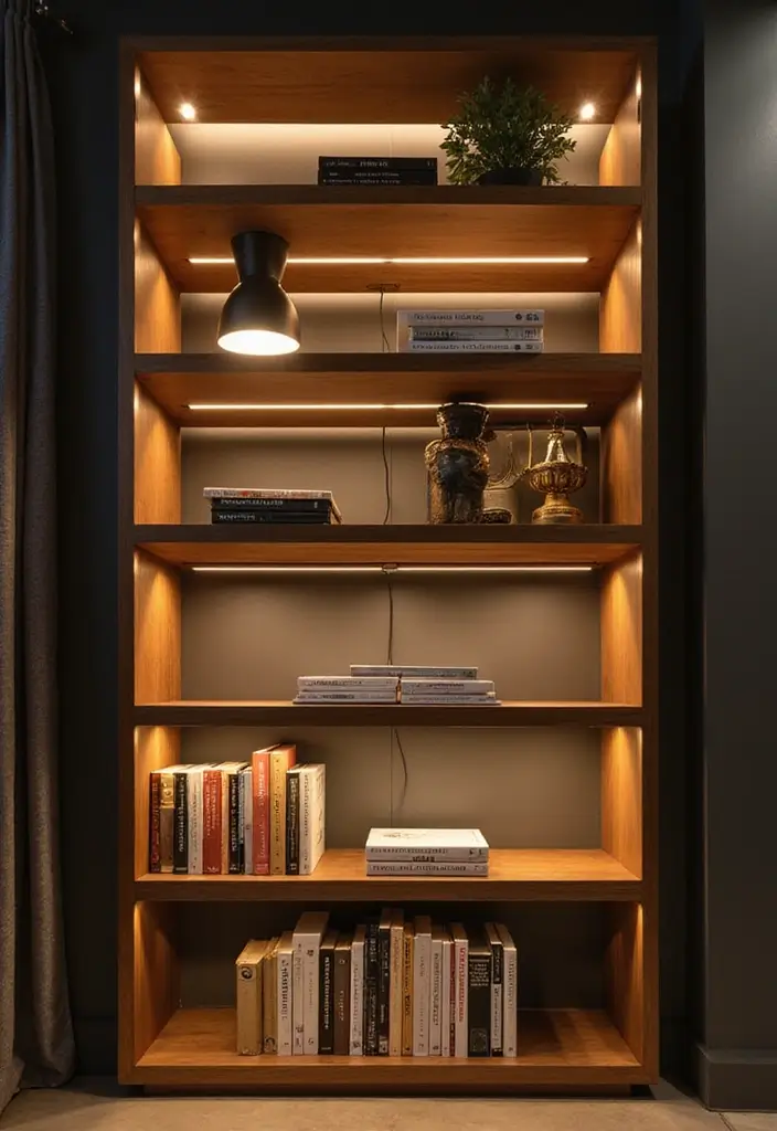 28 Bookshelf Lighting Ideas That Add Drama and Elegance 1 28 Bookshelf Lighting Ideas That Add Drama and Elegance - 1. LED Strip Lights for a Modern Touch