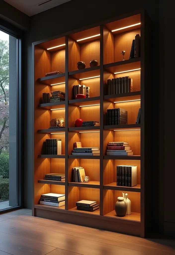 28 Bookshelf Lighting Ideas That Add Drama and Elegance 12 28 Bookshelf Lighting Ideas That Add Drama and Elegance - 12. Under-Shelf Lighting for Functional Illumination