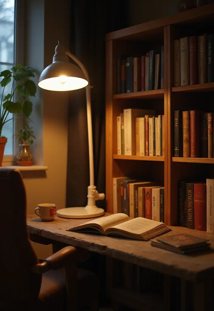 28 Bookshelf Lighting Ideas That Add Drama and Elegance 15 28 Bookshelf Lighting Ideas That Add Drama and Elegance - 15. Adjustable Floor Lamps for Flexible Lighting