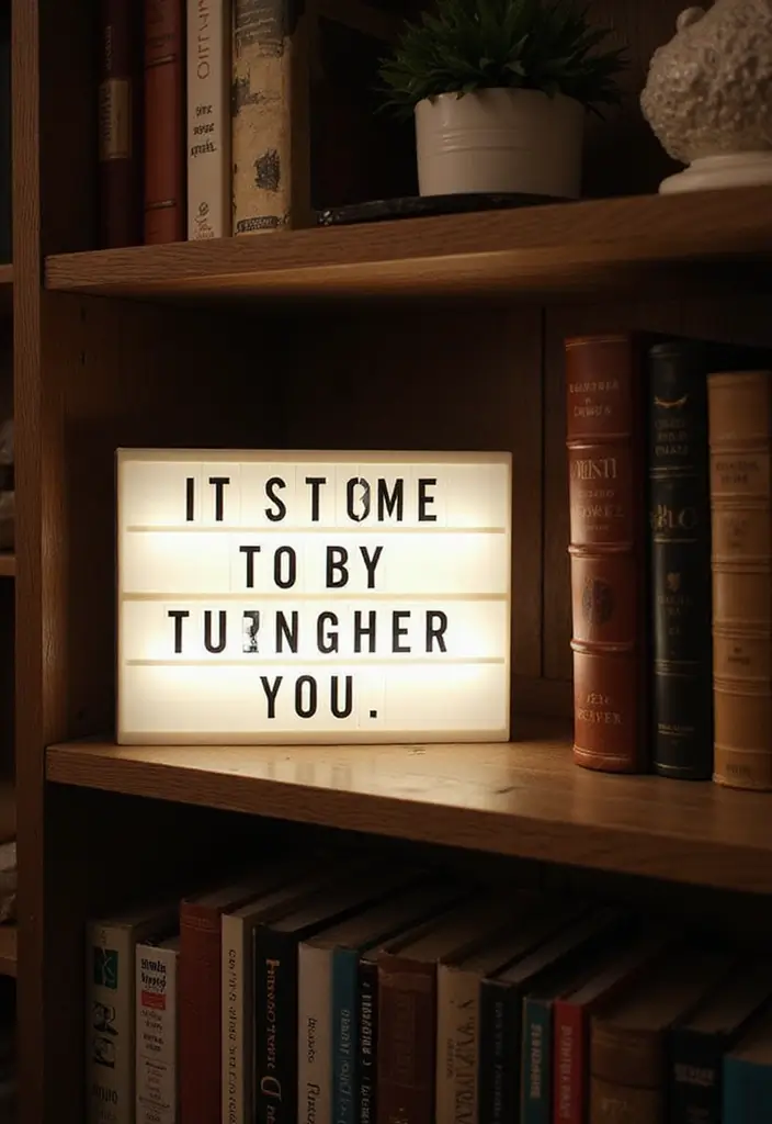 28 Bookshelf Lighting Ideas That Add Drama and Elegance 17 28 Bookshelf Lighting Ideas That Add Drama and Elegance - 17. Personalized Light Boxes for Customized Messages