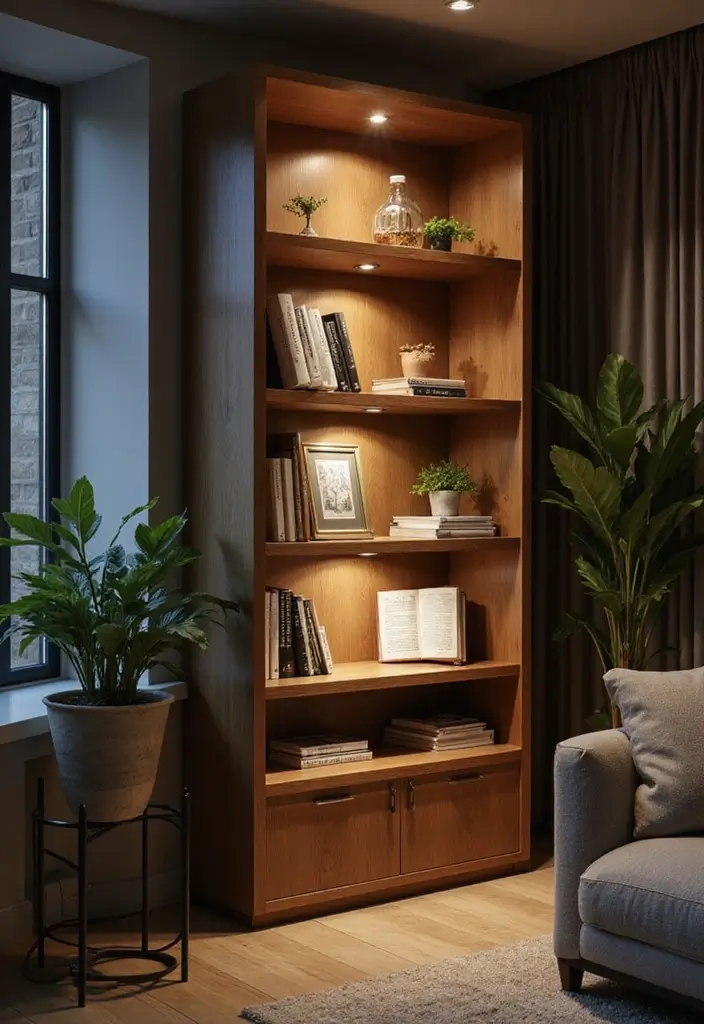 28 Bookshelf Lighting Ideas That Add Drama and Elegance 25 28 Bookshelf Lighting Ideas That Add Drama and Elegance - 25. Automatic Motion Sensor Lights for Convenience