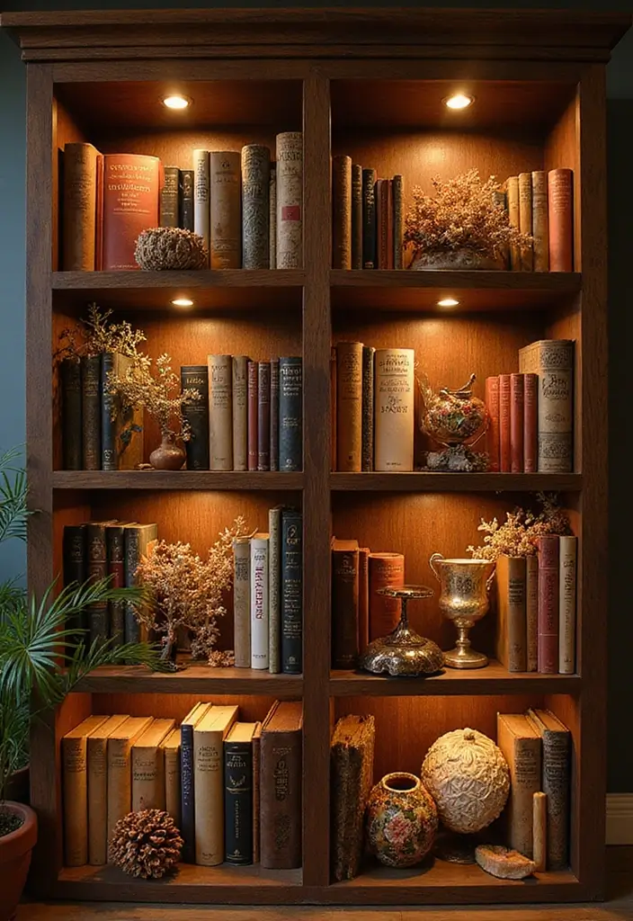28 Bookshelf Lighting Ideas That Add Drama and Elegance 28 28 Bookshelf Lighting Ideas That Add Drama and Elegance - 28. Seasonal Lighting Changes for Fresh Looks