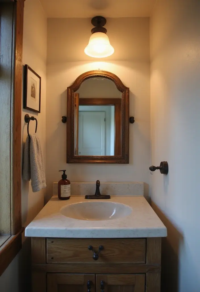 28 Ceiling Bathroom Lighting Ideas for Elegant Glow - 10. Vintage-inspired Flush Mounts