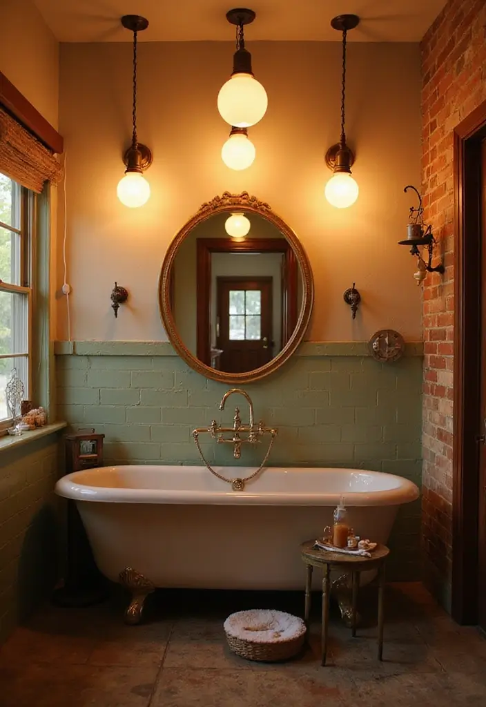 28 Ceiling Bathroom Lighting Ideas for Elegant Glow - 12. Vintage Globe Lights