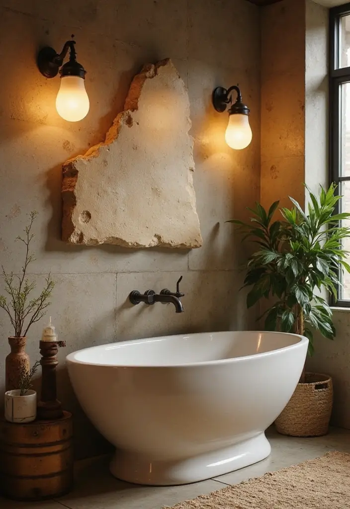 28 Ceiling Bathroom Lighting Ideas for Elegant Glow - 14. Nature-Inspired Lights