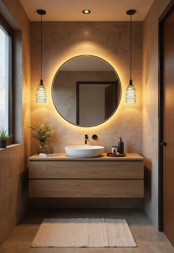 28 Ceiling Bathroom Lighting Ideas for Elegant Glow - 15. Spiral Pendant Lights