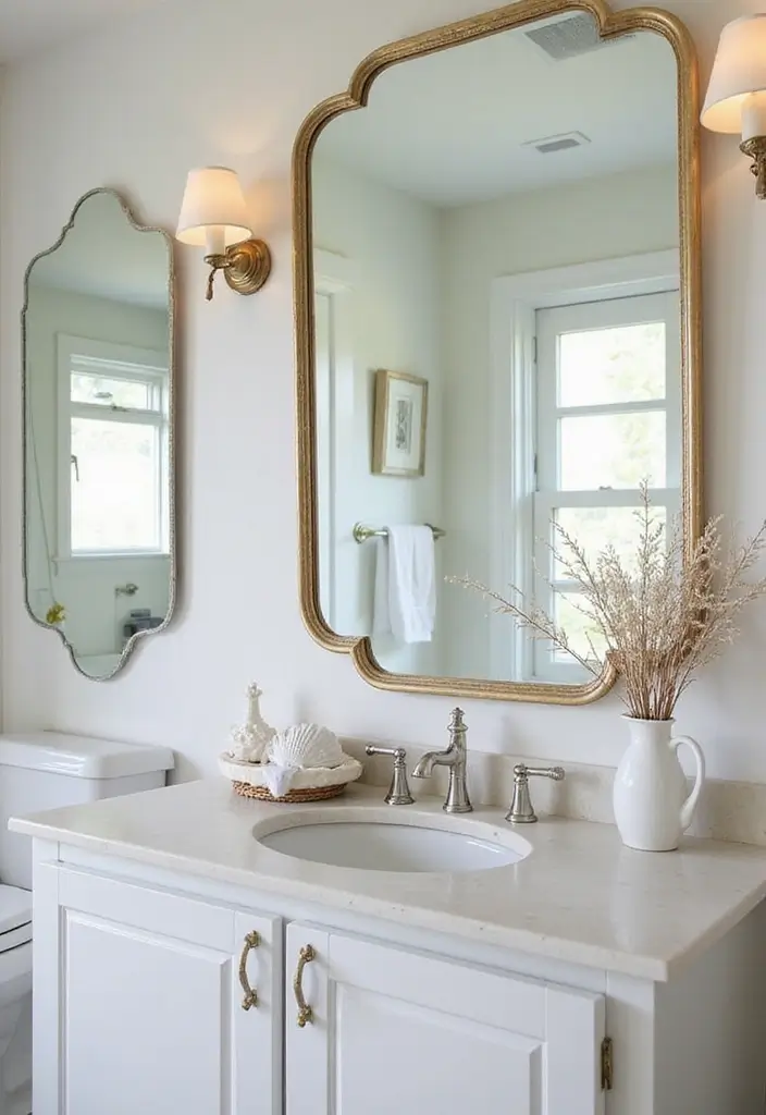 28 Ceiling Bathroom Lighting Ideas for Elegant Glow - 16. Unique Shell Fixtures