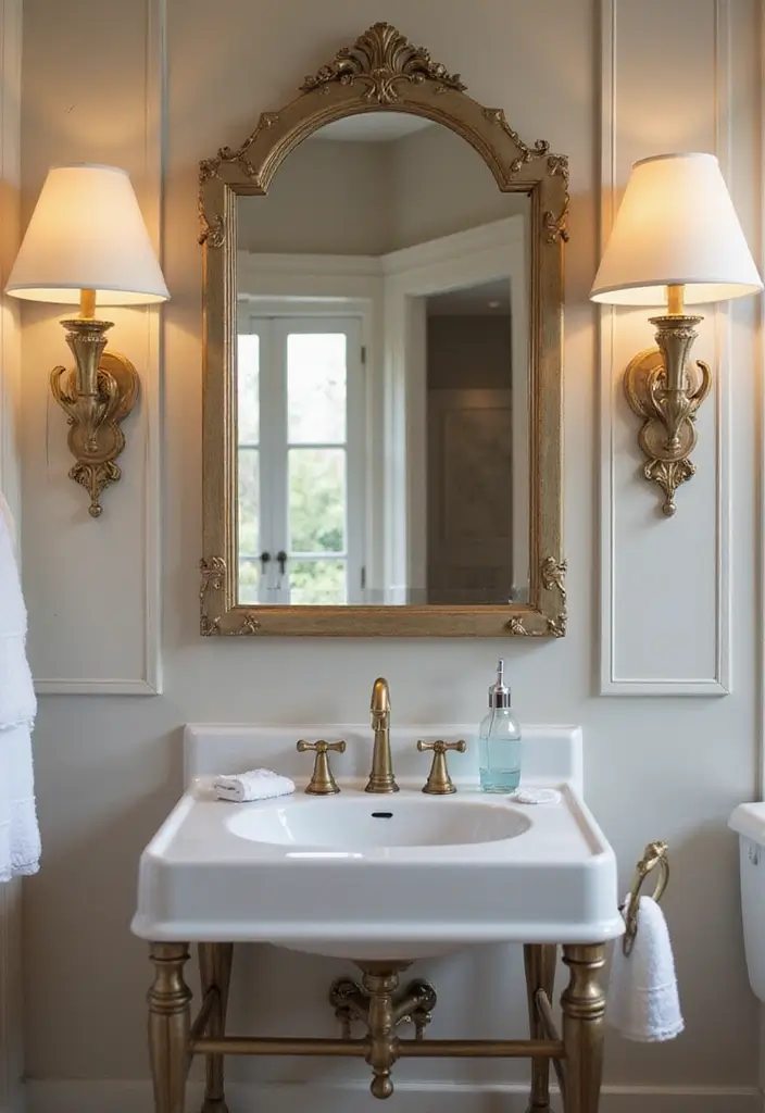 28 Ceiling Bathroom Lighting Ideas for Elegant Glow - 27. Elegant Wall-Mounted Sconces