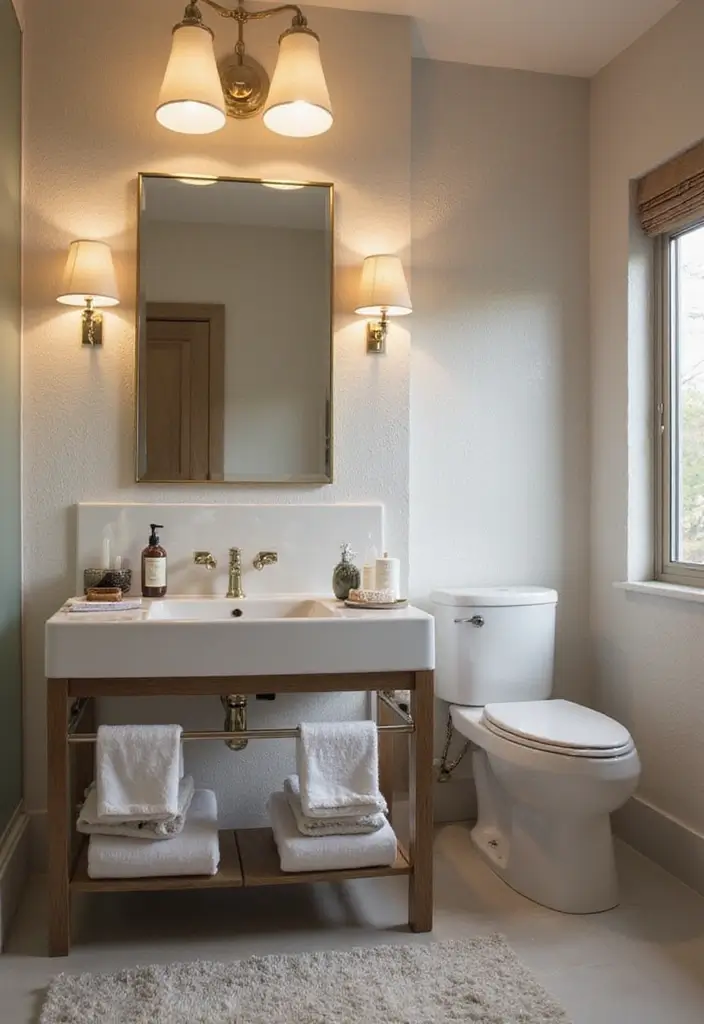 28 Ceiling Bathroom Lighting Ideas for Elegant Glow - 7. Elegant Drum Shades