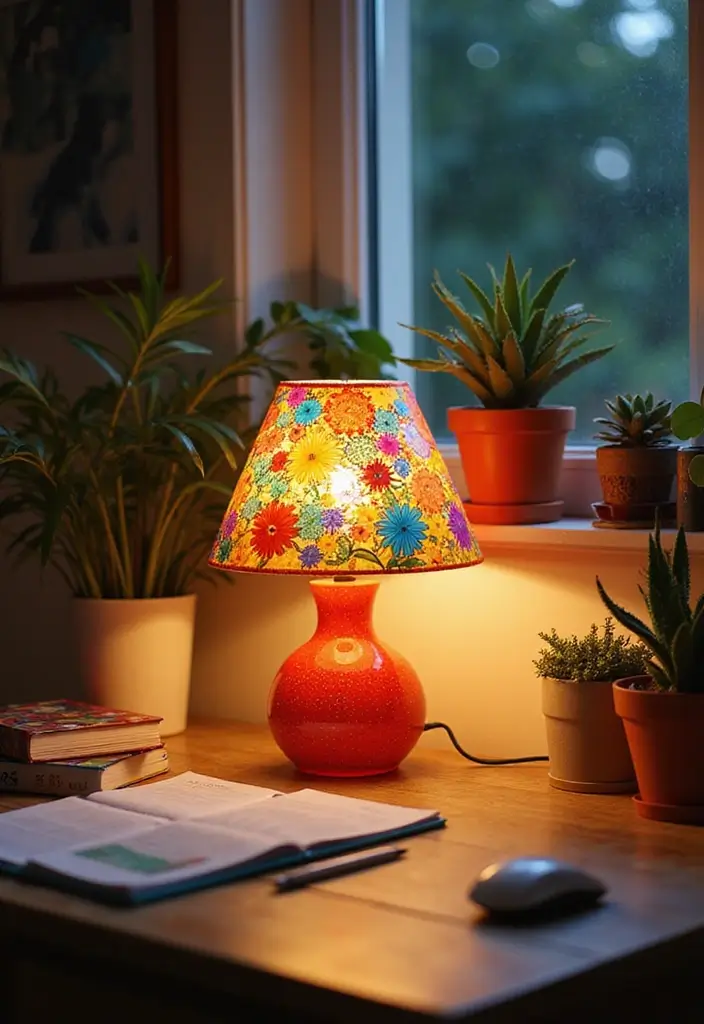 28 Desk Lighting Designs for Home and Work Inspiration 20 28 Desk Lighting Designs for Home and Work Inspiration - 20. Colorful Glass Table Lamp