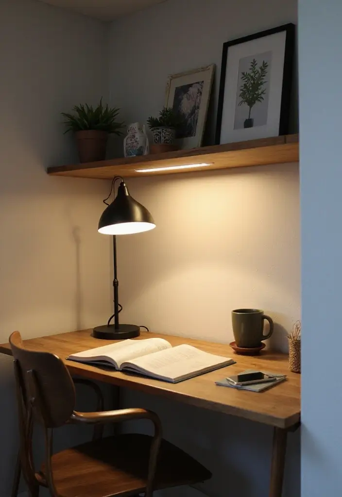 28 Desk Lighting Designs for Home and Work Inspiration 22 28 Desk Lighting Designs for Home and Work Inspiration - 22. Hanging Shelf Light