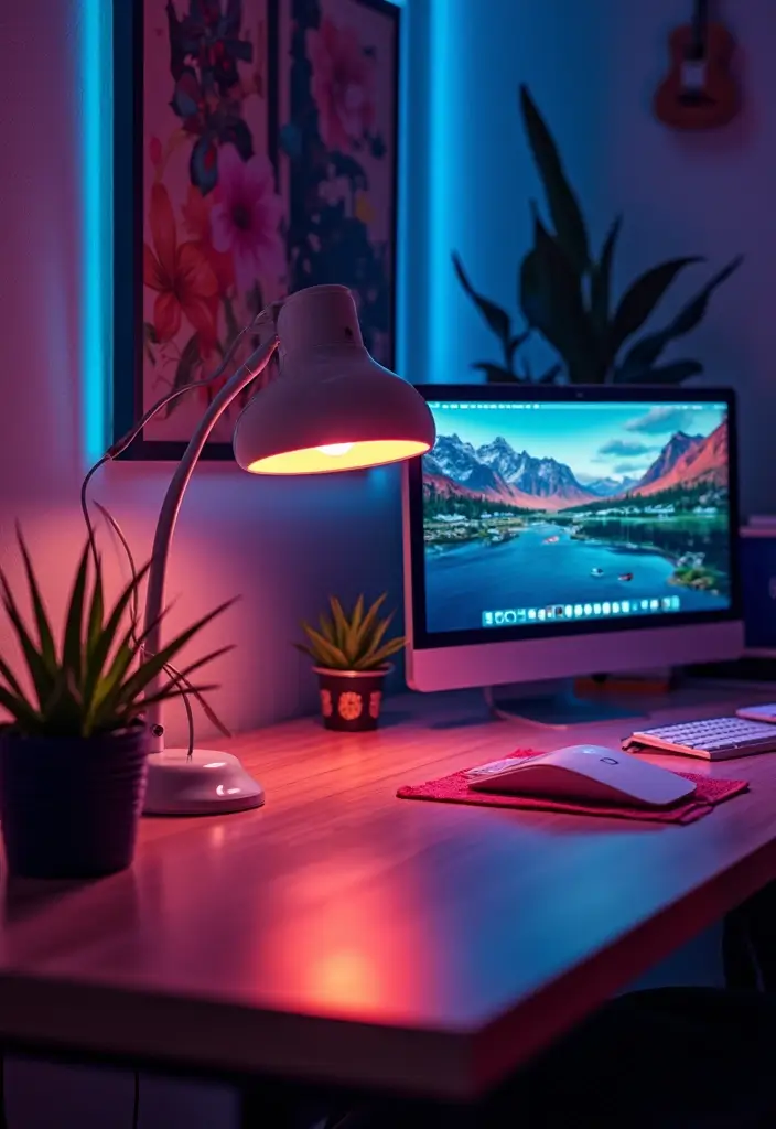 28 Desk Lighting Designs for Home and Work Inspiration 7 28 Desk Lighting Designs for Home and Work Inspiration - 7. Color-Changing LED Lamp