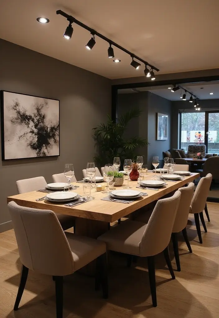 28 Dining Lighting Ideas That Set the Mood Perfectly 11 28 Dining Lighting Ideas That Set the Mood Perfectly - 11. Dimmable LED Track Lighting