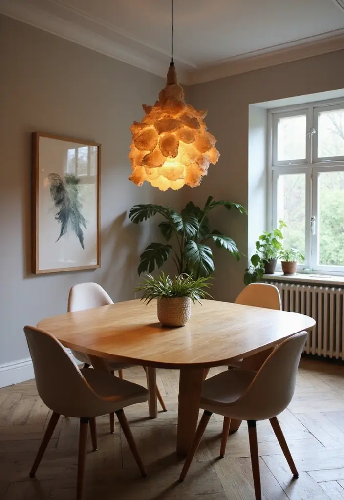 28 Dining Lighting Ideas That Set the Mood Perfectly 17 28 Dining Lighting Ideas That Set the Mood Perfectly - 17. Organic Shaped Light Fixtures