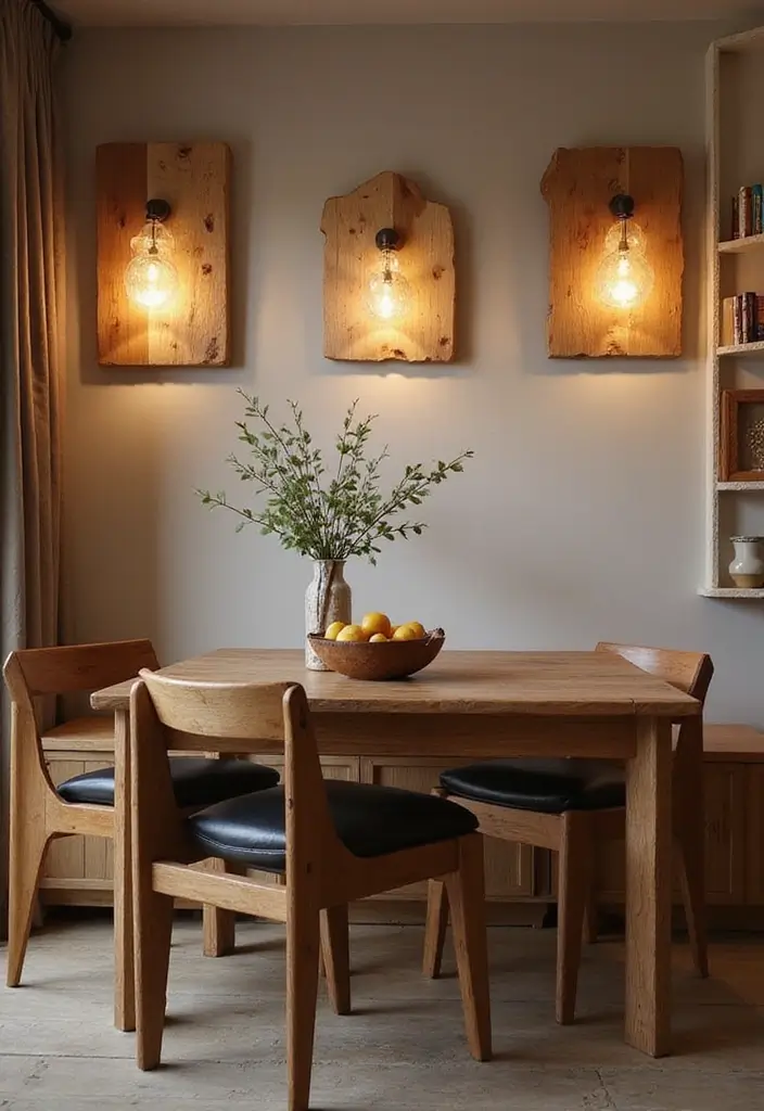 28 Dining Lighting Ideas That Set the Mood Perfectly 19 28 Dining Lighting Ideas That Set the Mood Perfectly - 19. Natural Wood Wall Lights