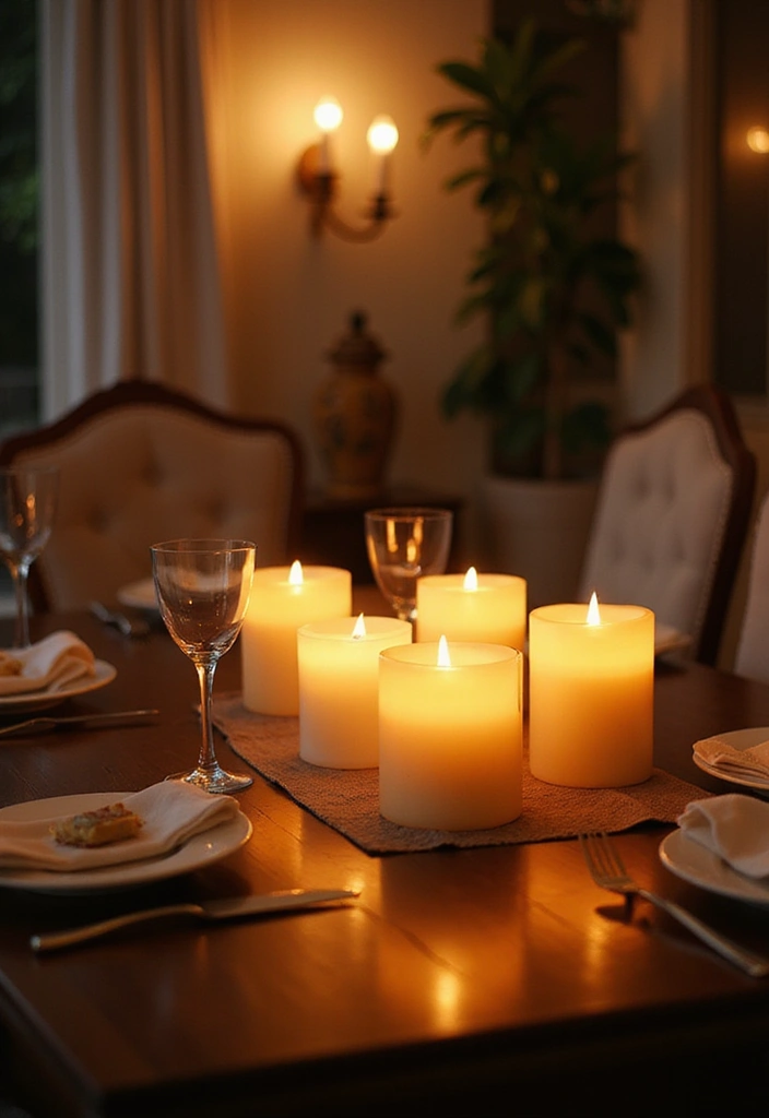 28 Dining Lighting Ideas That Set the Mood Perfectly 22 28 Dining Lighting Ideas That Set the Mood Perfectly - 22. Battery-Operated Candles