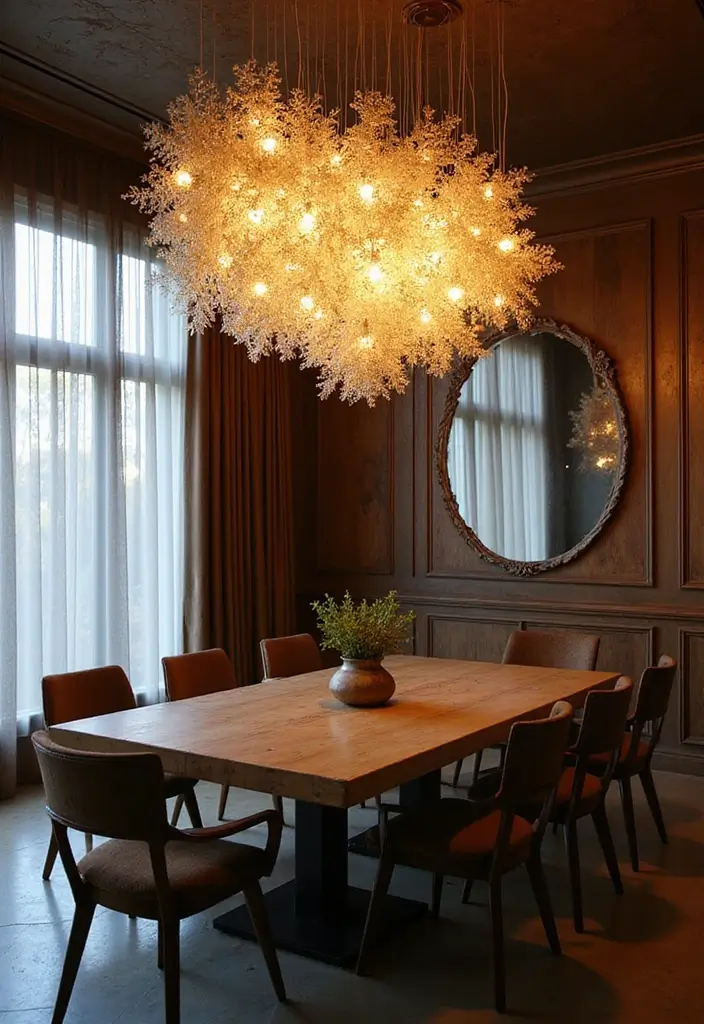 28 Dining Lighting Ideas That Set the Mood Perfectly 27 28 Dining Lighting Ideas That Set the Mood Perfectly - 27. Artistic Light Installations