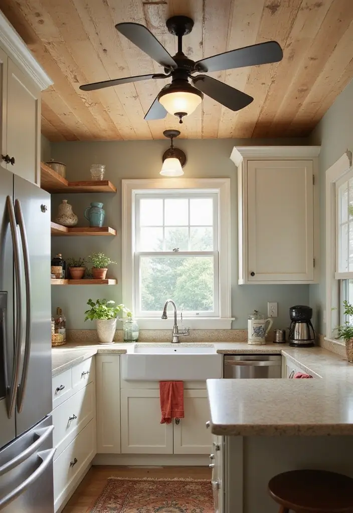 28 Kitchen Sink Lighting Designs You’ll Want to Try 17 28 Kitchen Sink Lighting Designs You’ll Want to Try - 17. Retro Ceiling Fan with Lights